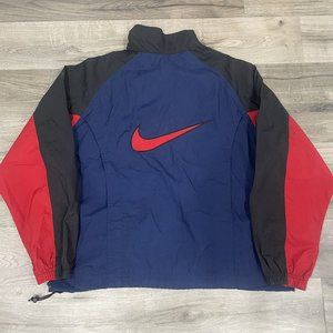 Vintage Nike Red/Blue Nylon Windbreaker Track Jacket Full Zip Logo Mens XL 90's